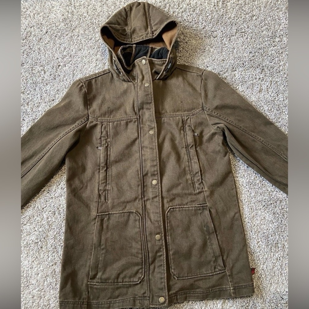 Vintage Woolrich denim barn coat jacket women small
Brown